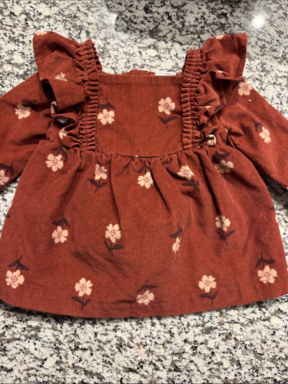 Carter's Rust Floral Ruffle Corduroy Top